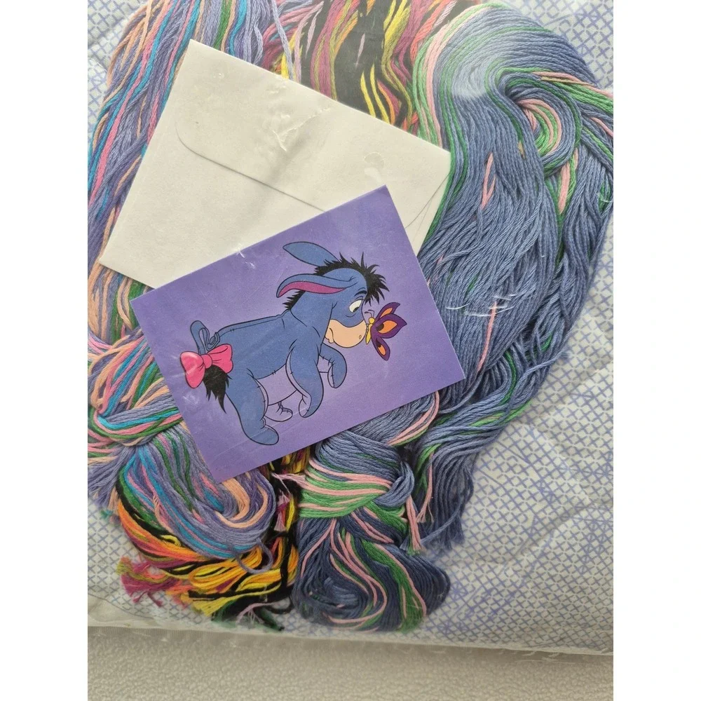 Vintage Disney Eeyore Butterflies Stamped Cross Stitch Baby Quilt Kit Janlynn